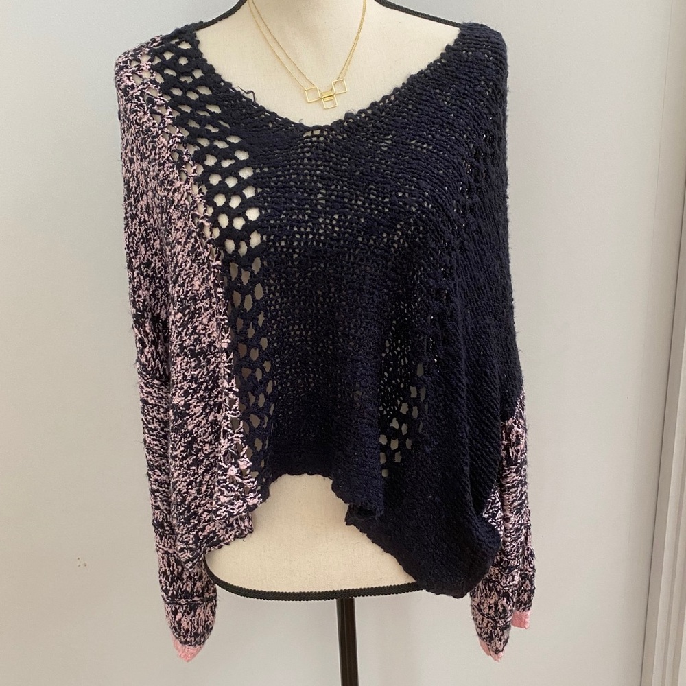 LUV LANE Navy/Pink Knit Sweater